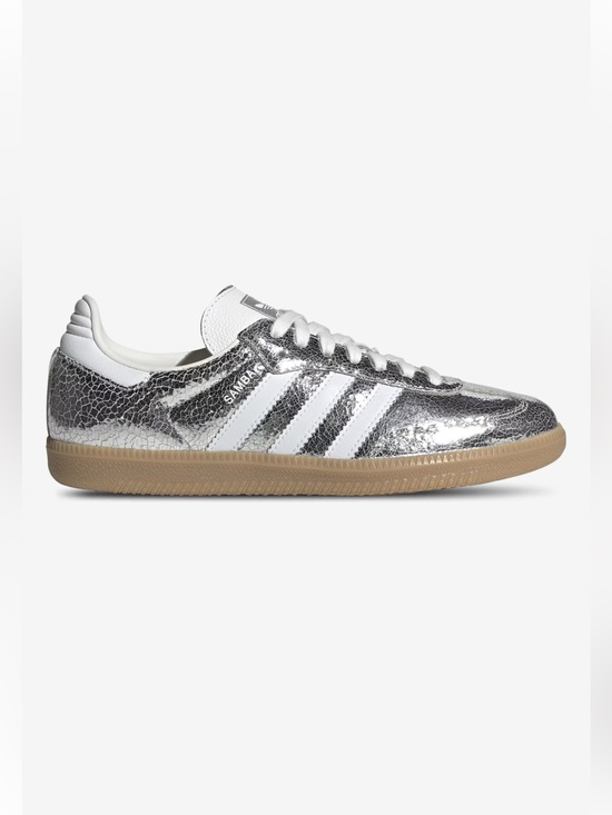 adidas Shoes - Adidas Samba OG W Silver Metallic Cracked Leather Sneakers NWT Size 7 Sold Out